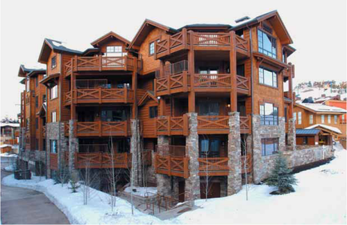large wooden ski lodge